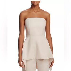 Alice + Olivia Duncan Strapless Peplum Top Off White Nude SZ 0 NWT bridal